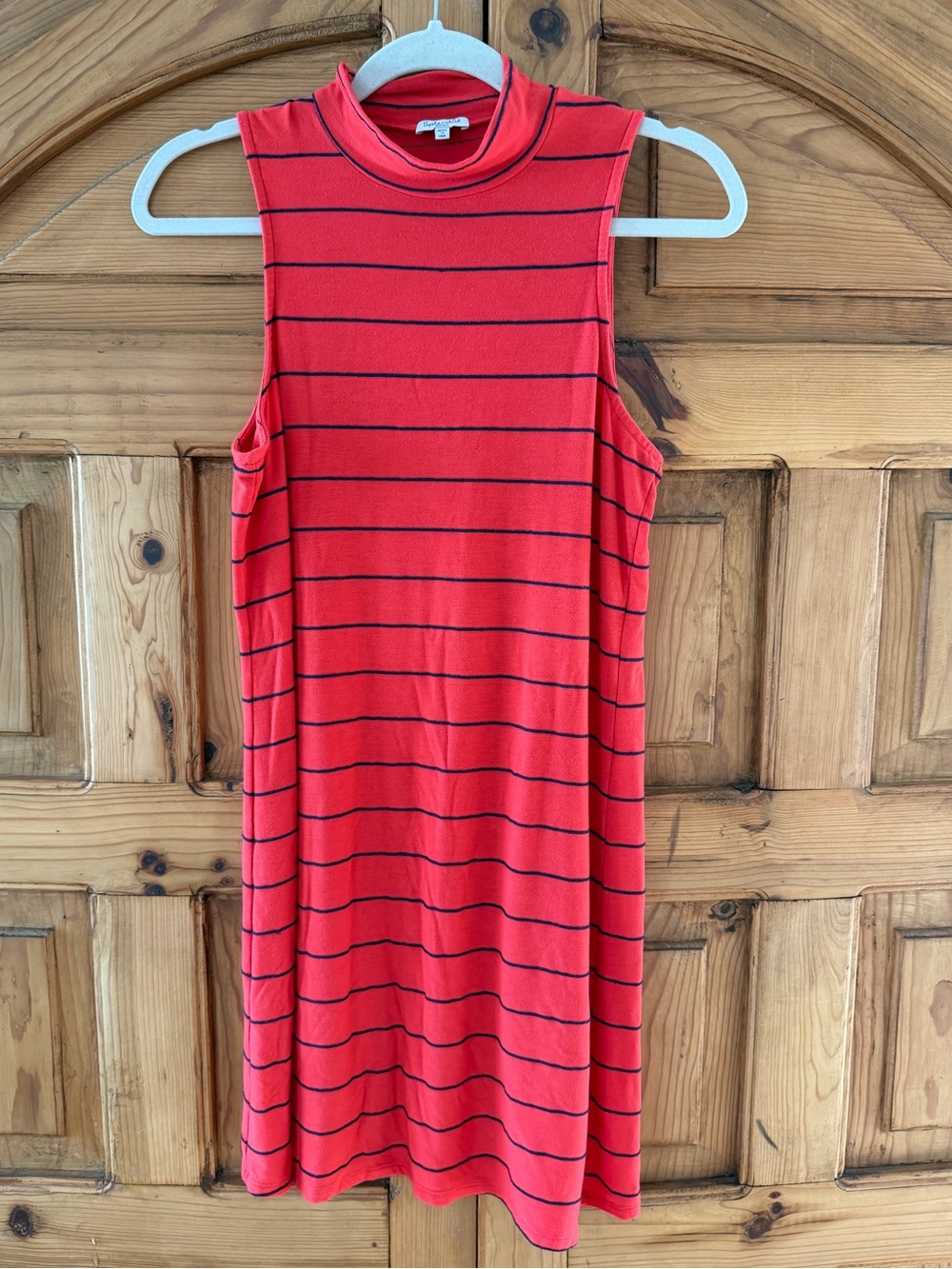 Splendid Red Mock Neck Red & Navy Stripe size S